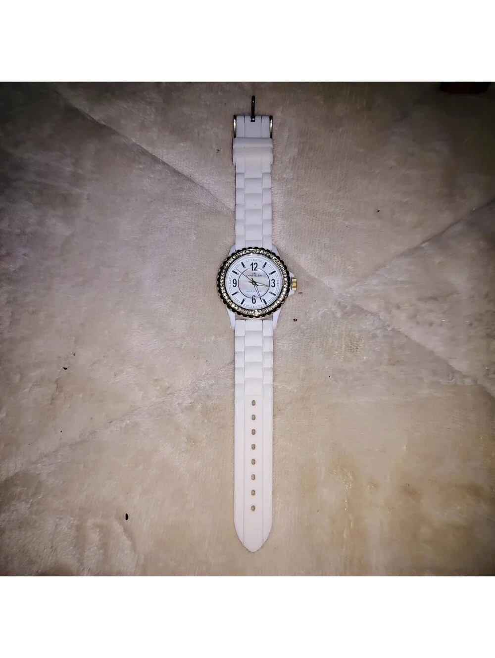 Anne Klein Women's Analog Watch 10/9426 Gold Tone White Plastic Band
